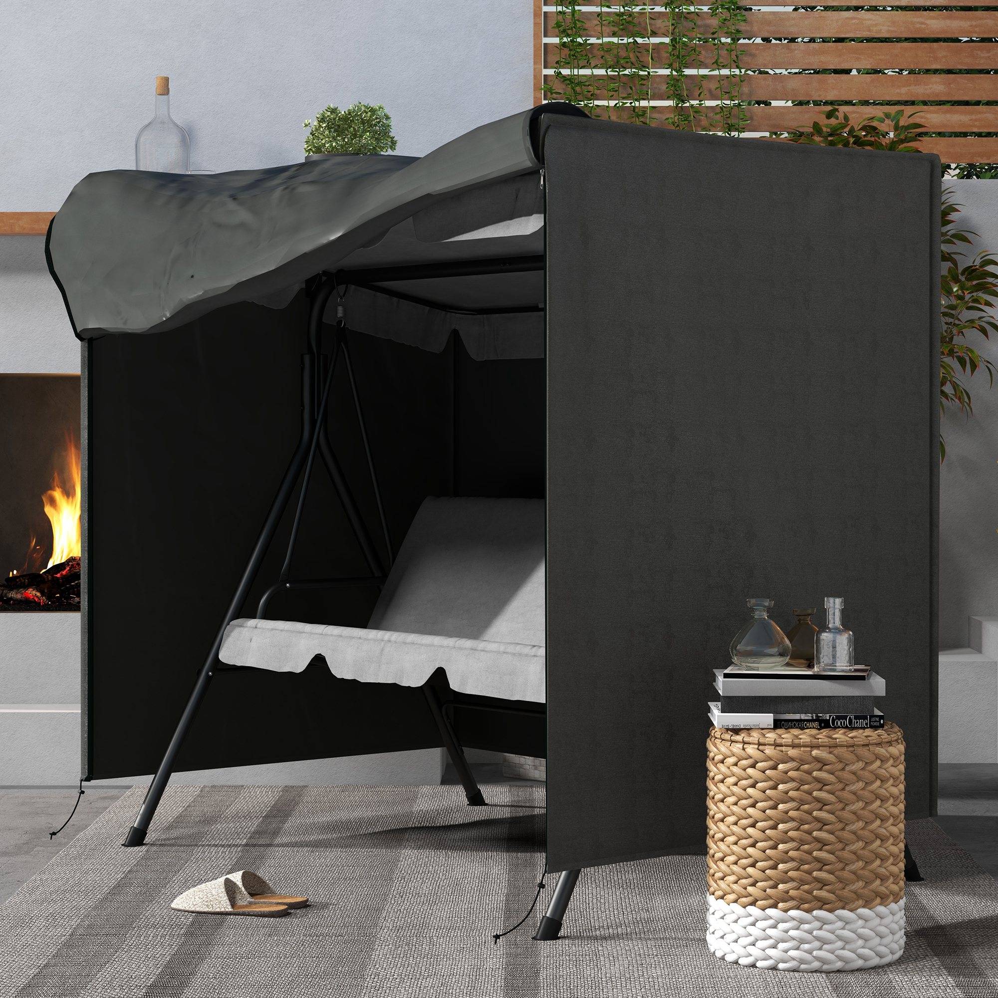 Housse de protection pour balancelle de jardin tissu Oxford imperméable 177x114x152cm gris foncé - ComfortXL Outdoor Living - Image 9