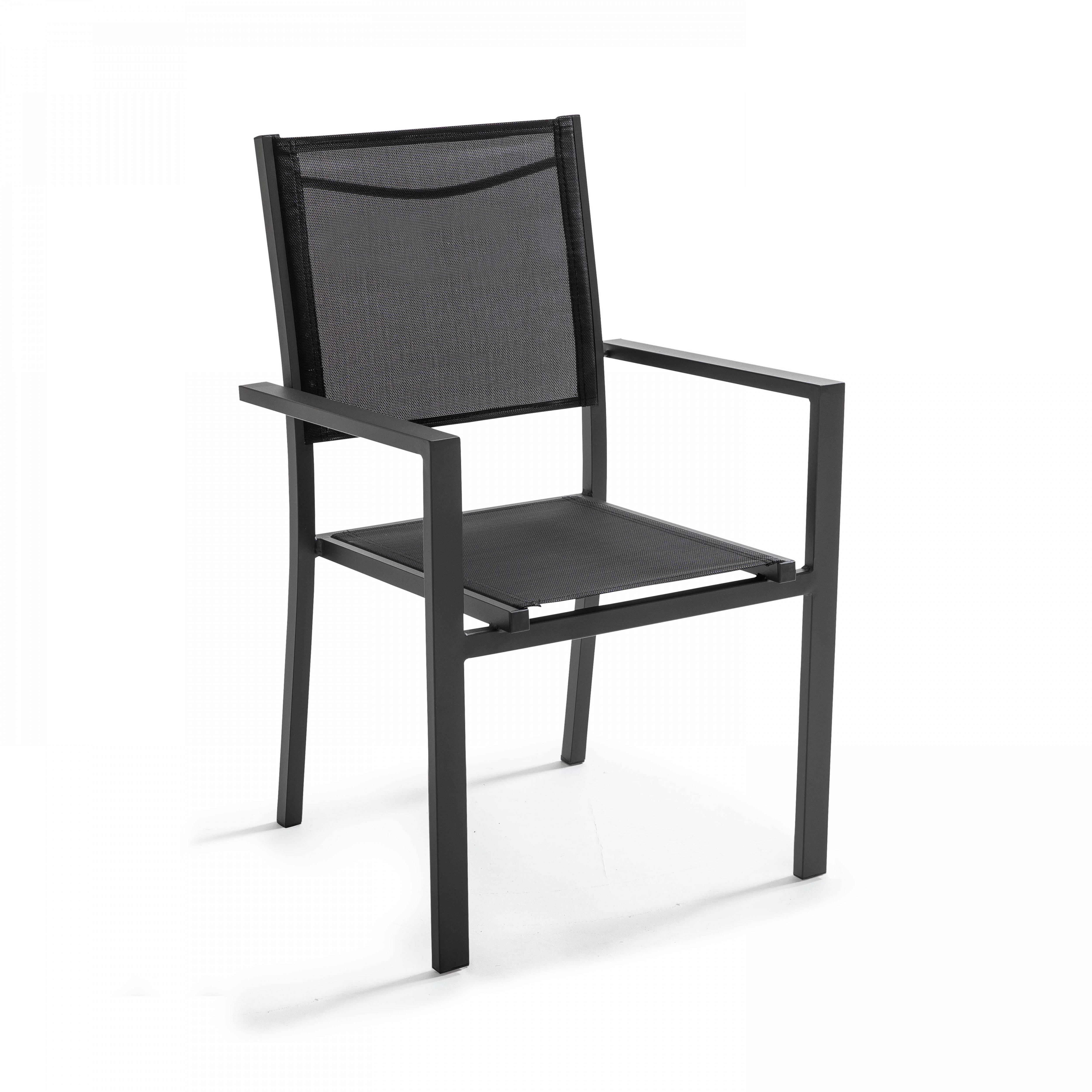 Oviala - Lot de 2 fauteuils de jardin en aluminium et textilène noir Ajaccio - Oviala - Imagen 3