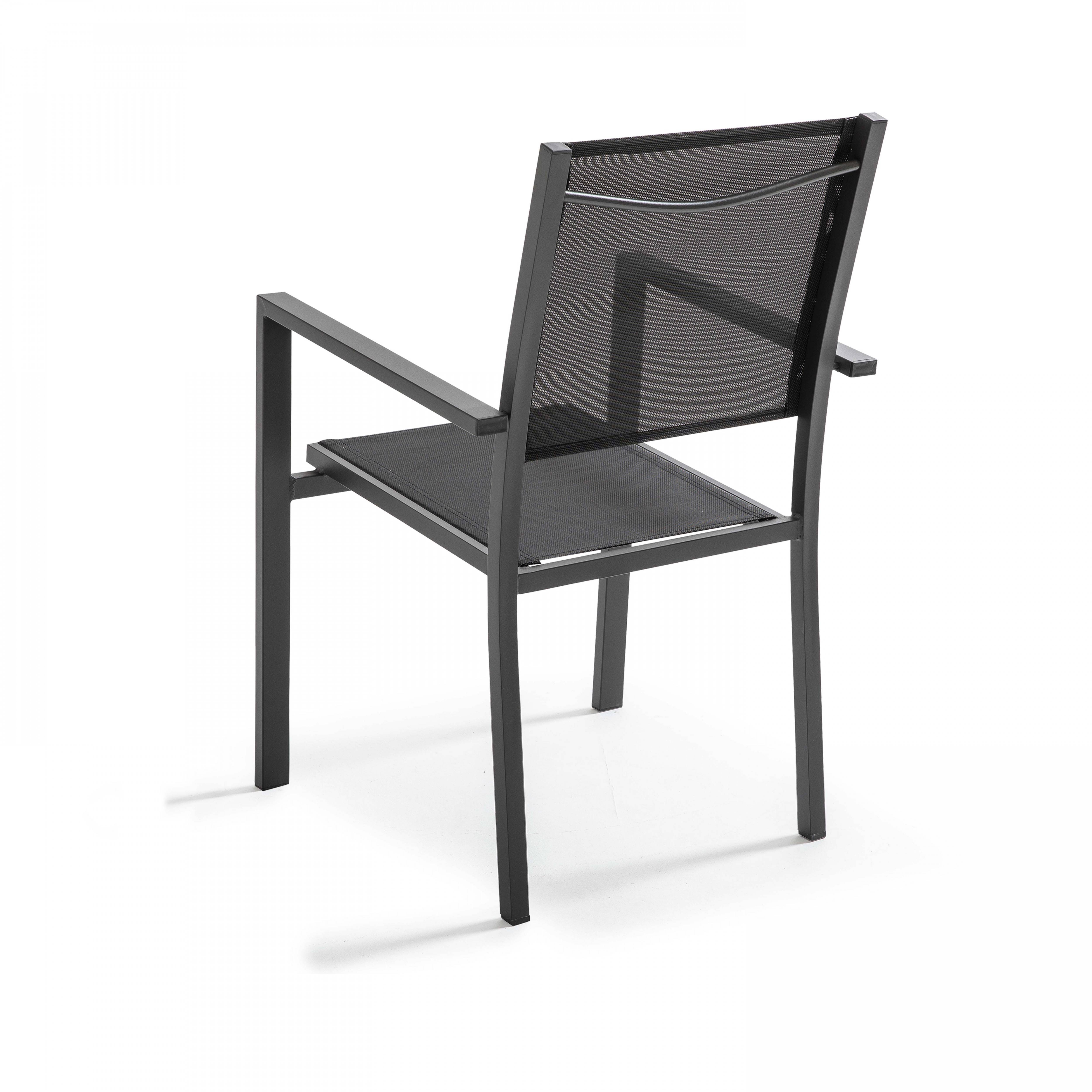Oviala - Lot de 2 fauteuils de jardin en aluminium et textilène noir Ajaccio - Oviala - Imagen 4