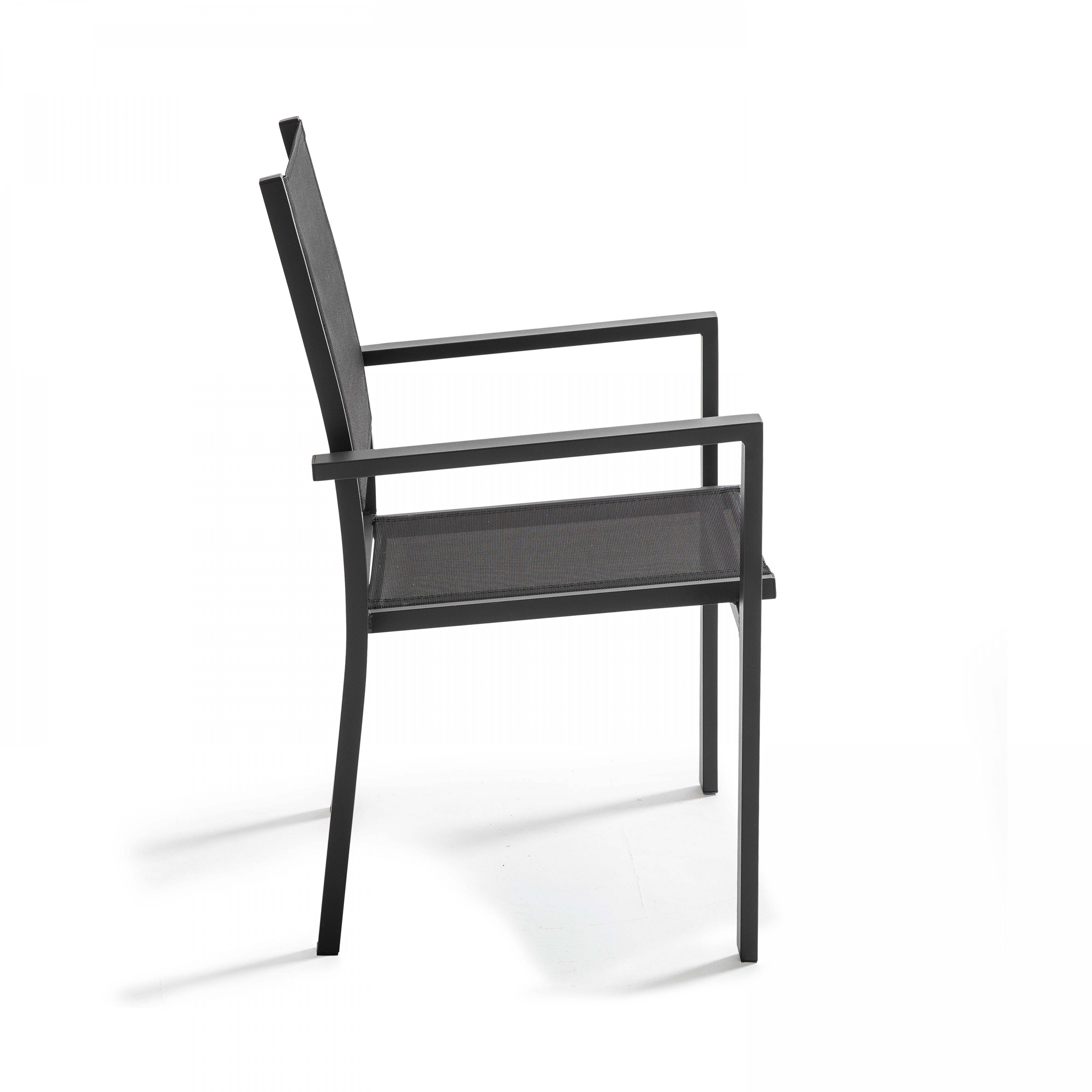 Oviala - Lot de 2 fauteuils de jardin en aluminium et textilène noir Ajaccio - Oviala - Imagen 5