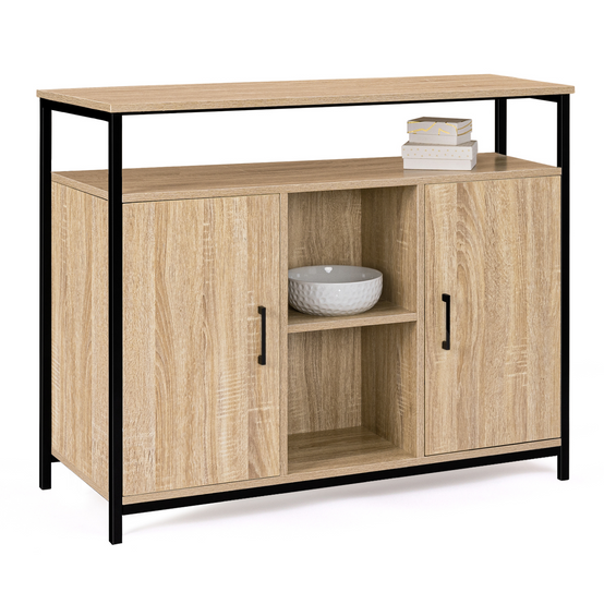 Buffet 100 cm DETROIT 2 portes avec étagères design industriel (compose ref 15343) - Image 2