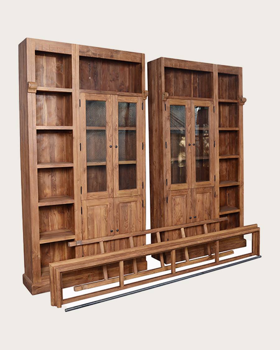 Annisa - Bibliothèque en bois massif de teck recyclé 250 cm - UNIQKA - Imagen 5