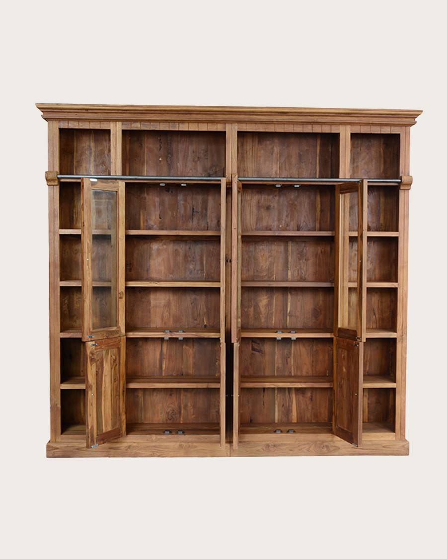 Annisa - Bibliothèque en bois massif de teck recyclé 250 cm - UNIQKA - Imagen 8