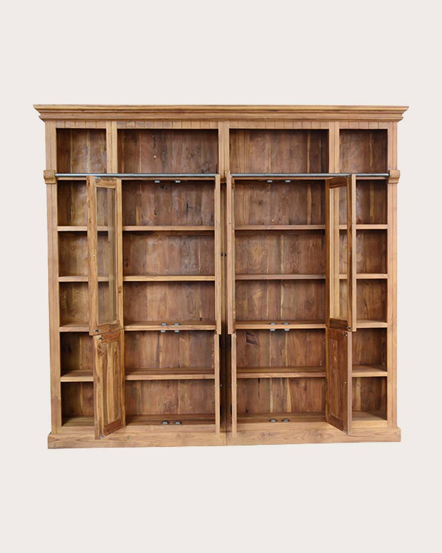 Annisa - Bibliothèque en bois massif de teck recyclé 250 cm - UNIQKA - Imagen 9