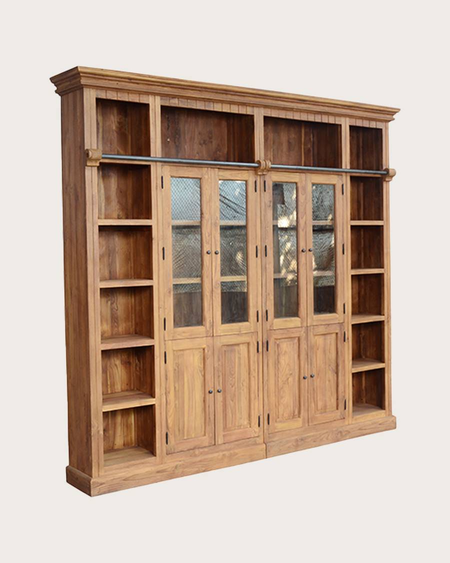 Annisa - Bibliothèque en bois massif de teck recyclé 250 cm - UNIQKA - Imagen 3