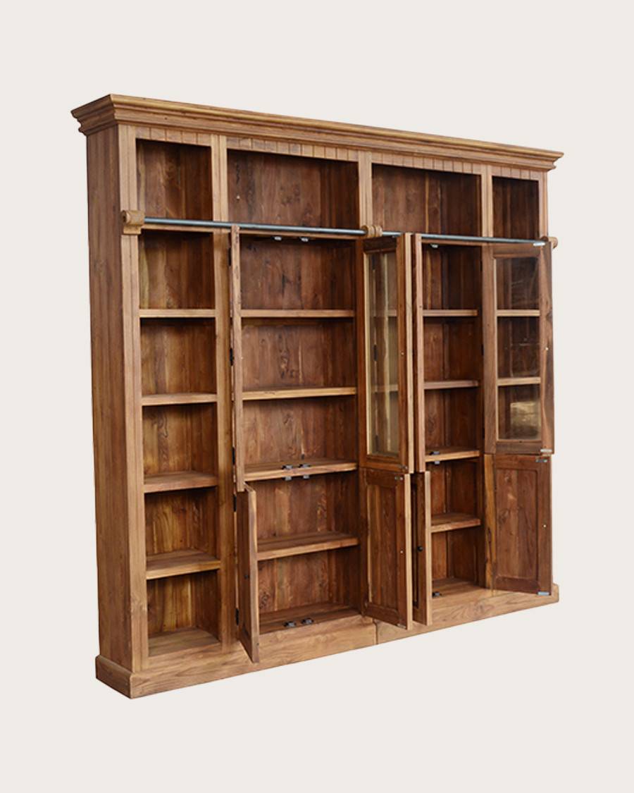 Annisa - Bibliothèque en bois massif de teck recyclé 250 cm - UNIQKA - Imagen 4