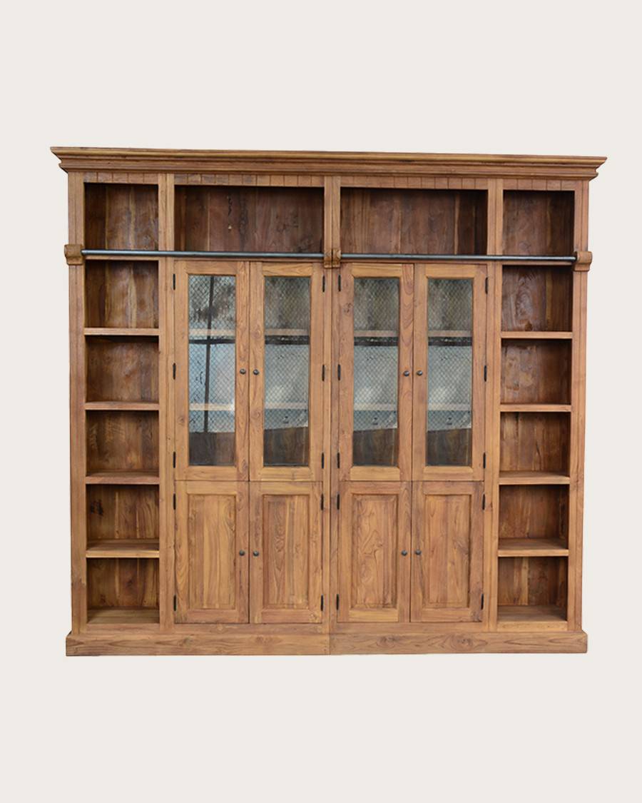 Annisa - Bibliothèque en bois massif de teck recyclé 250 cm - UNIQKA - Imagen 7