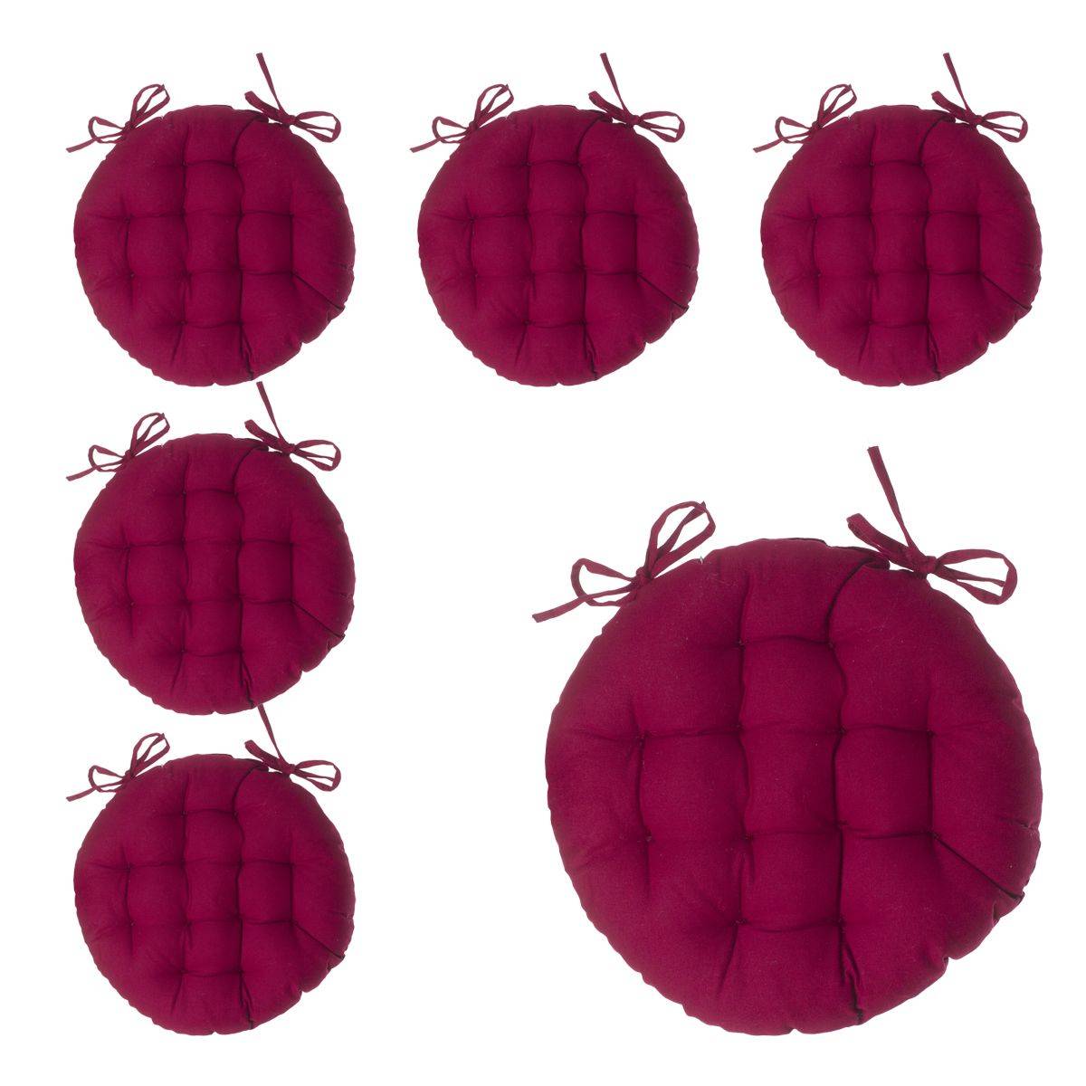 Lot de 6 Galettes de chaise en Coton Rouge D 38 cm - Imagen 1