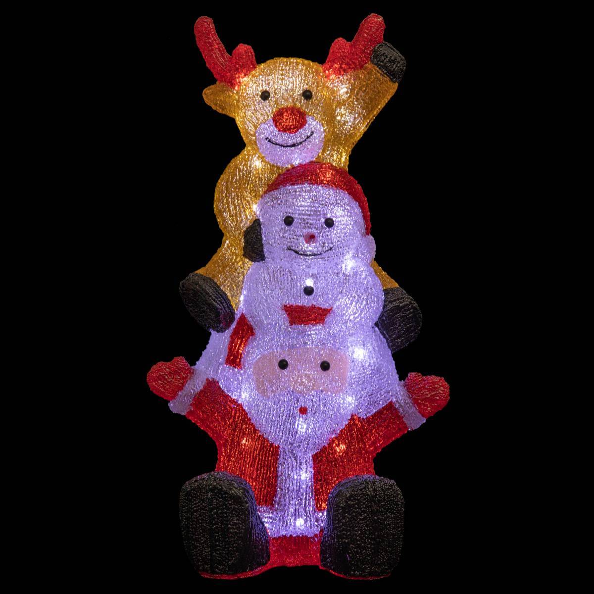 Fééric Lights & Christmas - Père Noël et bonhomme de neige lumineux extérieur H58cm 60 LED + transfo - Feeric Lights & Christmas - Imagen 1
