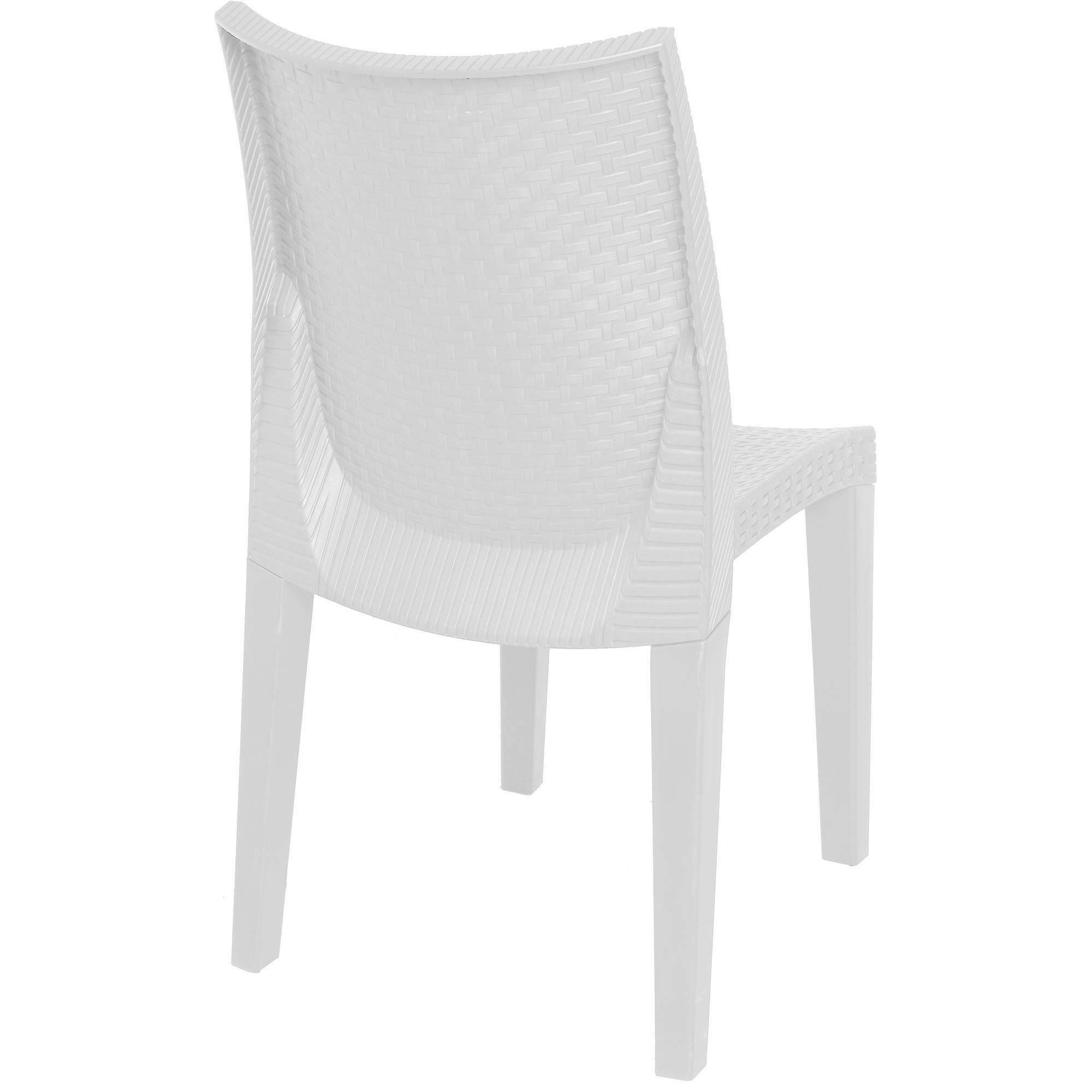 Dmora - Chaise d'extérieur Trieste, Siège de jardin, Chaise pour table à manger, Fauteuil d'extérieur effet rotin, 48x55h86 cm, Blanc - Dmora - Imagen 5