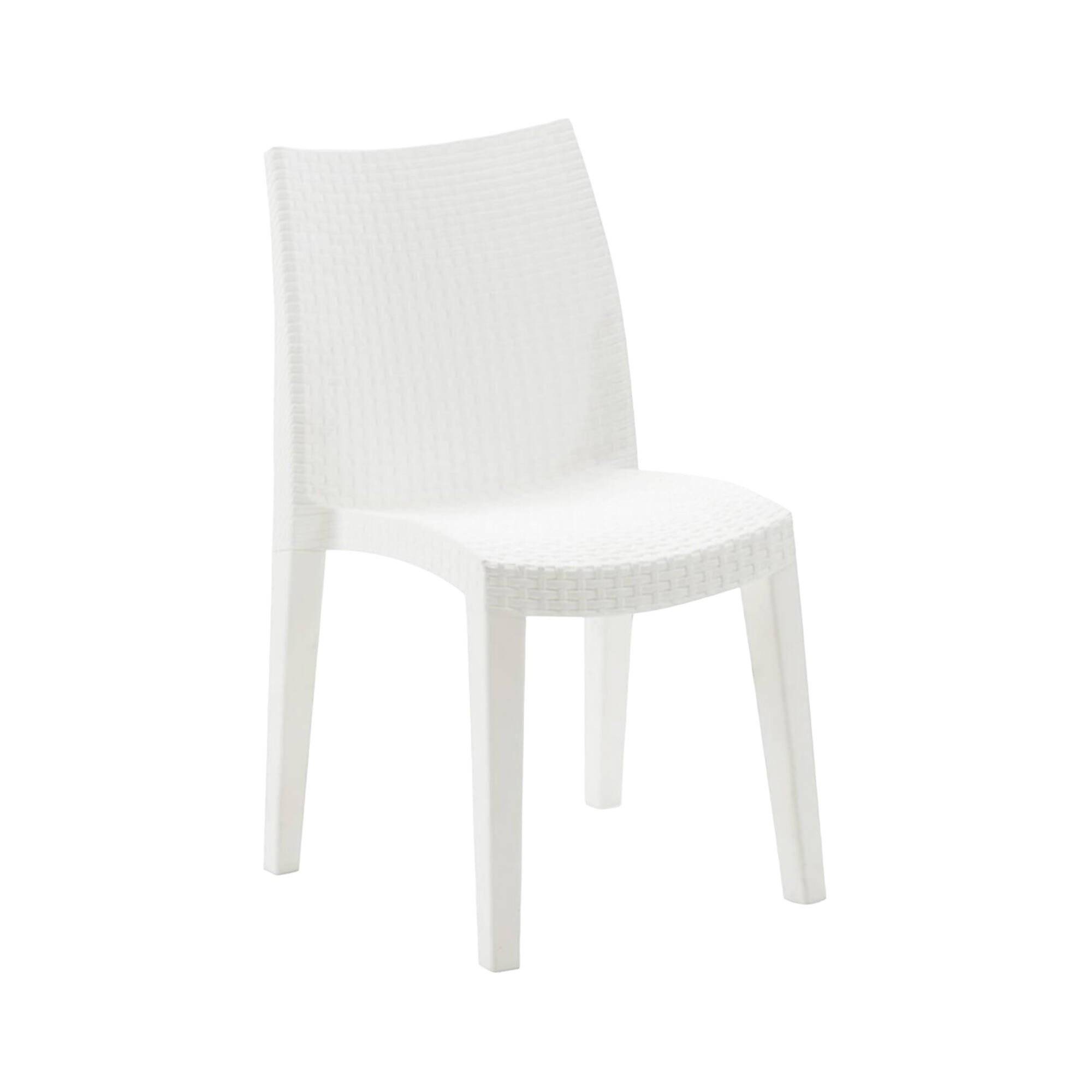Dmora - Chaise d'extérieur Trieste, Siège de jardin, Chaise pour table à manger, Fauteuil d'extérieur effet rotin, 48x55h86 cm, Blanc - Dmora - Imagen 1