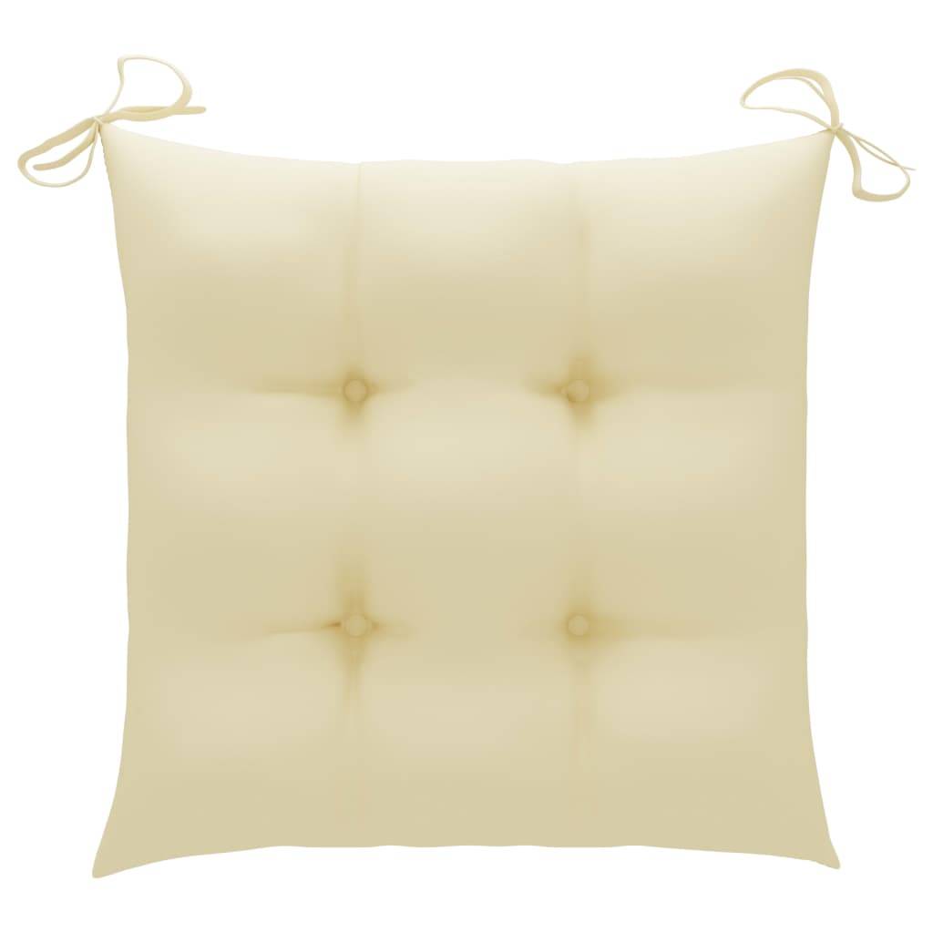Lot de 4 Chaises de jardin et coussins - Chaises d'extérieur - Fauteuils de jardin blanc crème Teck massif-JU12622 - Image 10