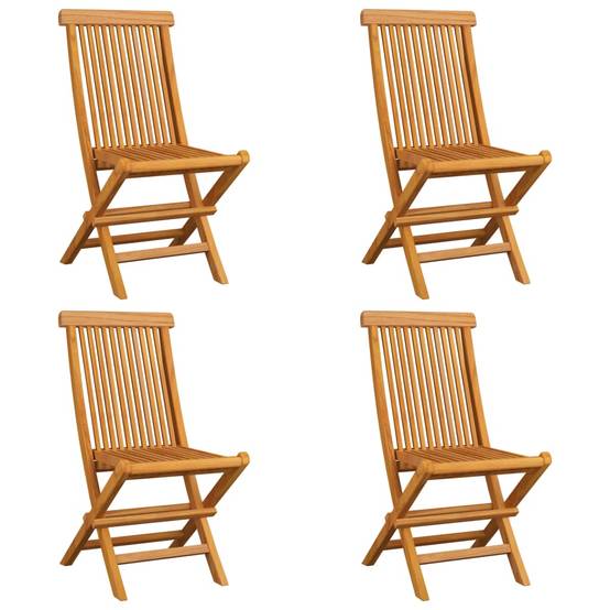 Lot de 4 Chaises de jardin et coussins - Chaises d'extérieur - Fauteuils de jardin blanc crème Teck massif-JU12622 - Image 3