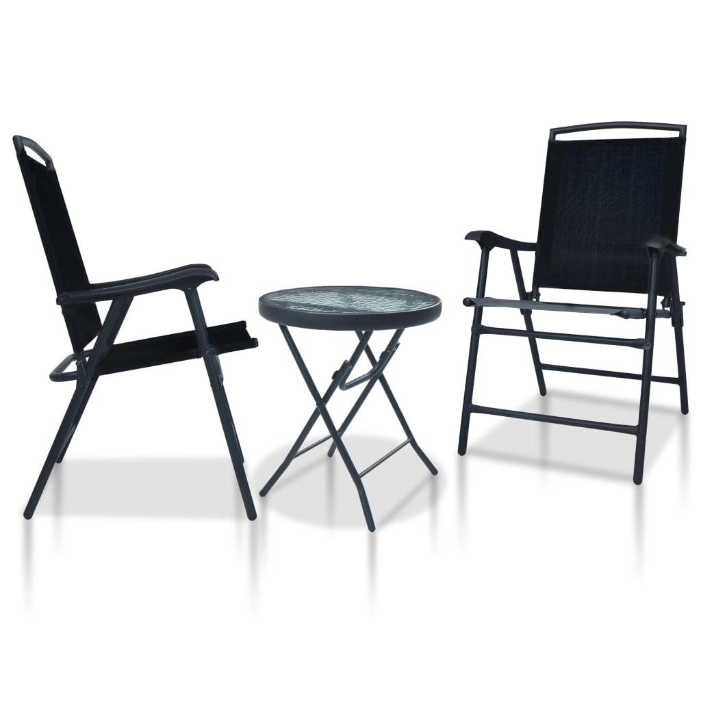 Helloshop26 - Ensemble de bistro jardin meuble extérieur terrasse 3 pièces noir acier - Imagen 1