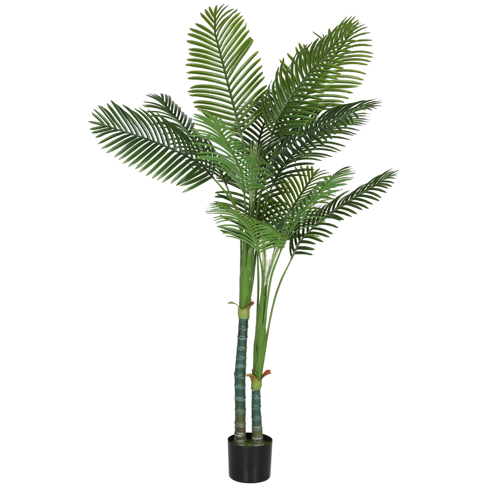 Plante artificielle intérieure 180 cm, palmier Areca arbre artificiel avec pot en plastique et flocage, vert - Image 2