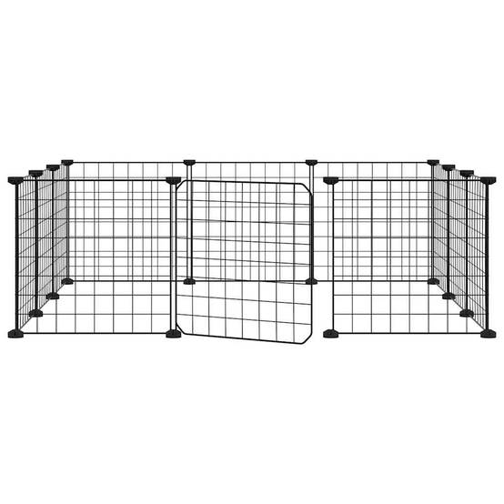 Grand enclos modulable 12 panneaux acier avec porte pour animaux Noir – ComfortXL Outdoor Living - Image 2