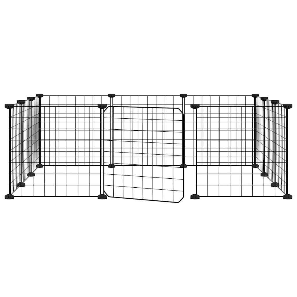 Grand enclos modulable 12 panneaux acier avec porte pour animaux Noir – ComfortXL Outdoor Living - Image 2