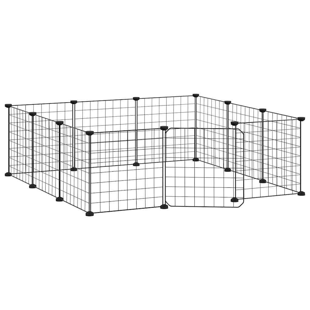 Grand enclos modulable 12 panneaux acier avec porte pour animaux Noir – ComfortXL Outdoor Living - Image 4