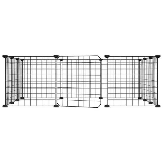 Grand enclos modulable 12 panneaux acier avec porte pour animaux Noir – ComfortXL Outdoor Living - Image 3