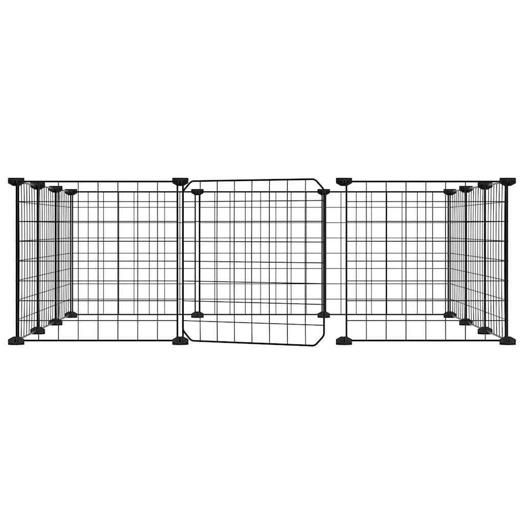 Grand enclos modulable 12 panneaux acier avec porte pour animaux Noir – ComfortXL Outdoor Living - Image 3