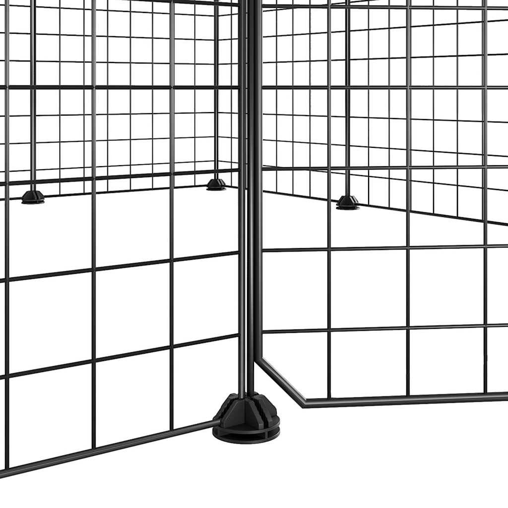 Grand enclos modulable 12 panneaux acier avec porte pour animaux Noir – ComfortXL Outdoor Living - Image 6