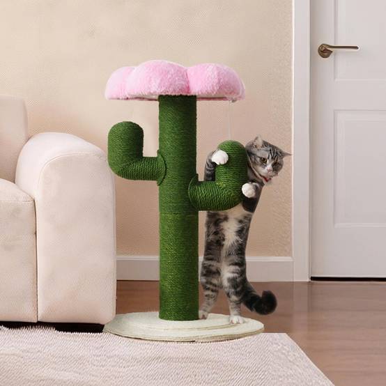 Arbre à Chat Cactus 90 cm, Poteaux en Sisal Épais, Griffoir avec Système Anti-Basculement, Arbre à Chat d’Intérieur, Design Vert - Image 1