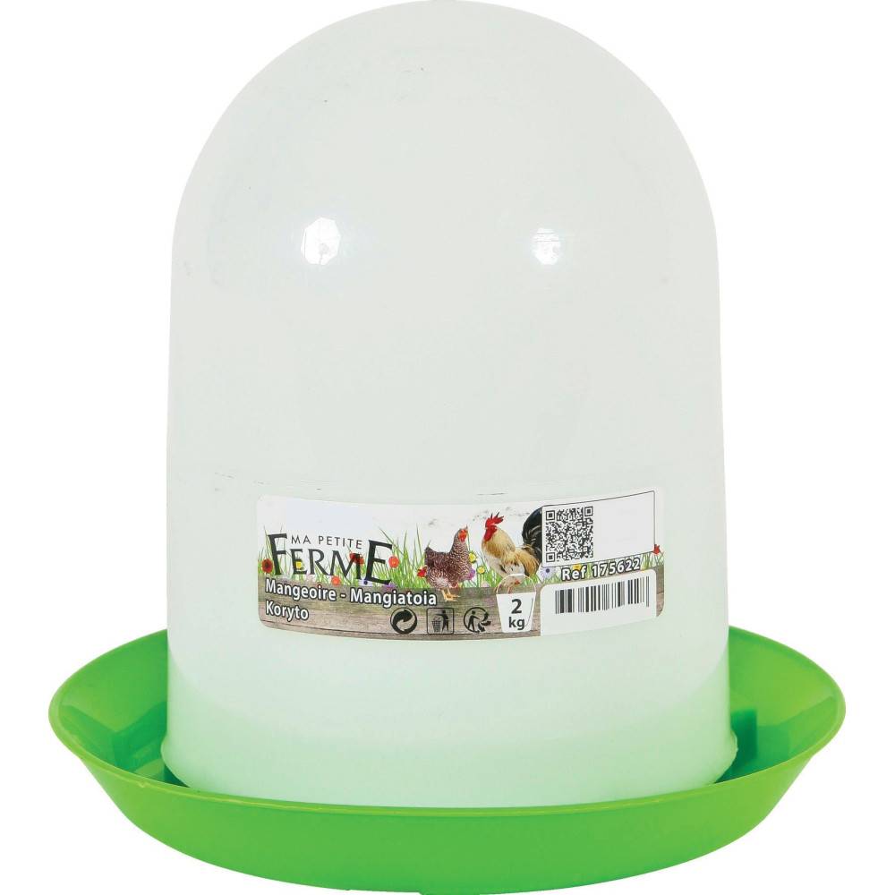 Mangeoire silo en plastique, capacité 2 kg, basse cour