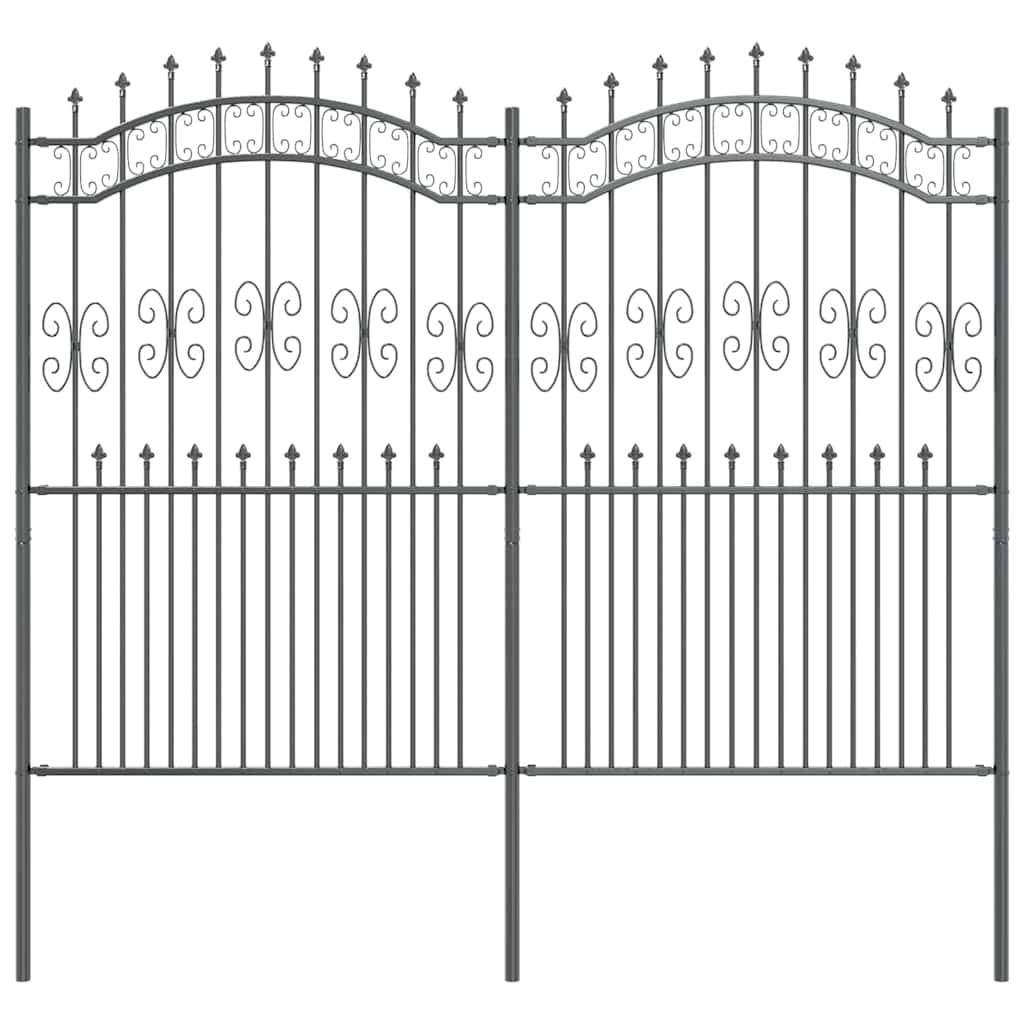 Clôture de jardin - Panneau de clôture - Palissade Gris 215 cm Acier peint par poudre g571 - Image 1