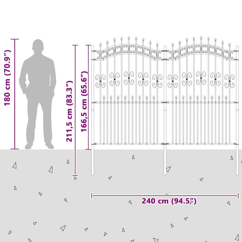 Clôture de jardin - Panneau de clôture - Palissade Gris 215 cm Acier peint par poudre g571 - Image 6