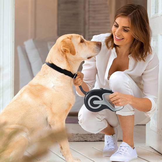 Laisse rétractable pour chien - 4,9 m nylon résistant - Poignée ergonomique antidérapante - noir - Living123 - Image 5