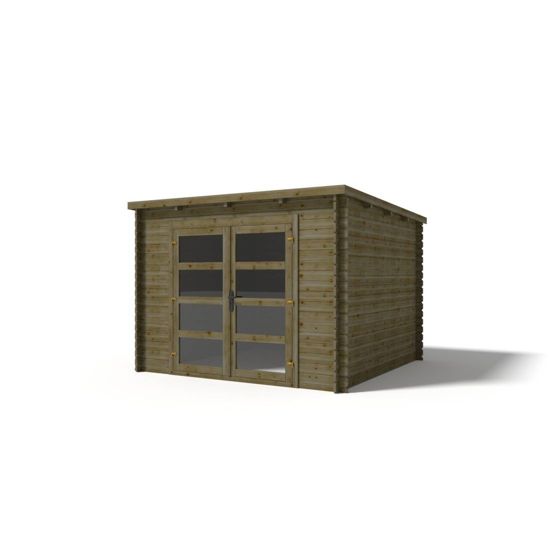 Altanka - Abri de jardin en bois - 9m2 - 3x3m - Traité - Ep. 28mm - Couleur: vert - DOM356 - ALTANKA
