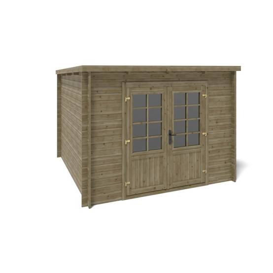 Altanka - Abri de jardin en bois - 9m2 - 3x3m - Traité - Ep. 28mm - Couleur: vert - DOM356 - ALTANKA - Image 7