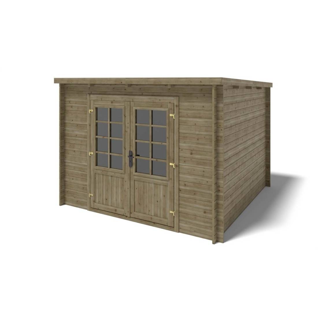 Altanka - Abri de jardin en bois - 9m2 - 3x3m - Traité - Ep. 28mm - Couleur: vert - DOM356 - ALTANKA - Image 2