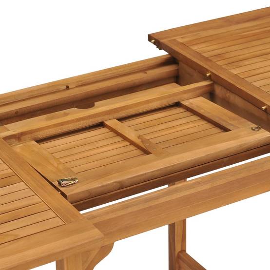 Table de Jardin Extensible en Teck Massif de 110 à 160 cm, 4-6 Personnes, avec Trou Parasol – ComfortXL Outdoor Living - Image 7