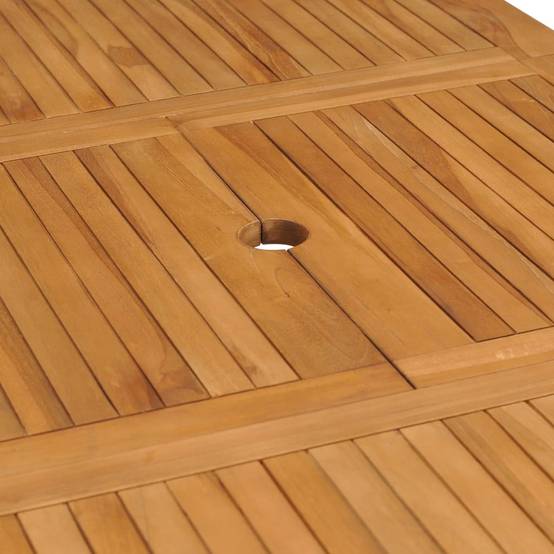 Table de Jardin Extensible en Teck Massif de 110 à 160 cm, 4-6 Personnes, avec Trou Parasol – ComfortXL Outdoor Living - Image 8
