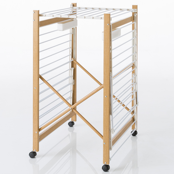 Séchoir à linge pliable DELUXE capacité 27M blanc et effet bois - Image 8