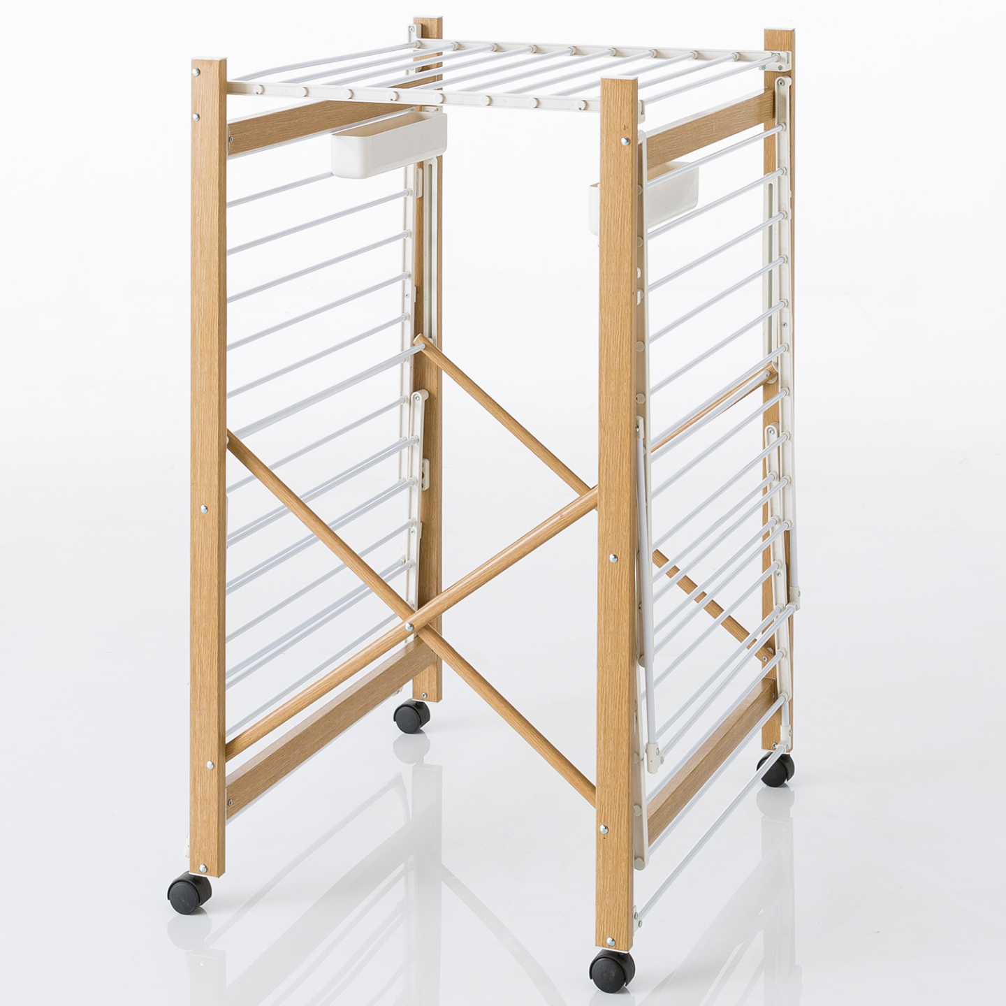 Séchoir à linge pliable DELUXE capacité 27M blanc et effet bois - Image 8