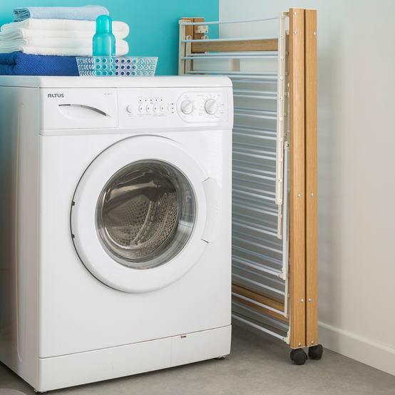Séchoir à linge pliable DELUXE capacité 27M blanc et effet bois - Image 4