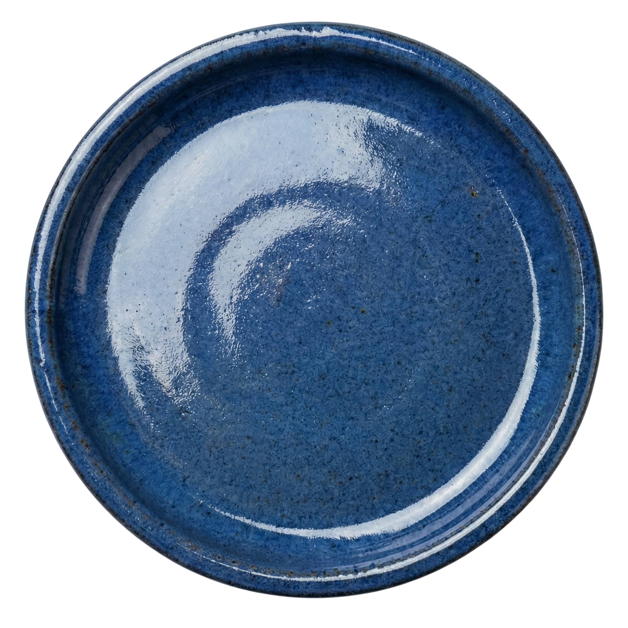 Provencelia - Soucoupe 35cm bleu antique faite à la main en terre cuite émaillée - Image 3