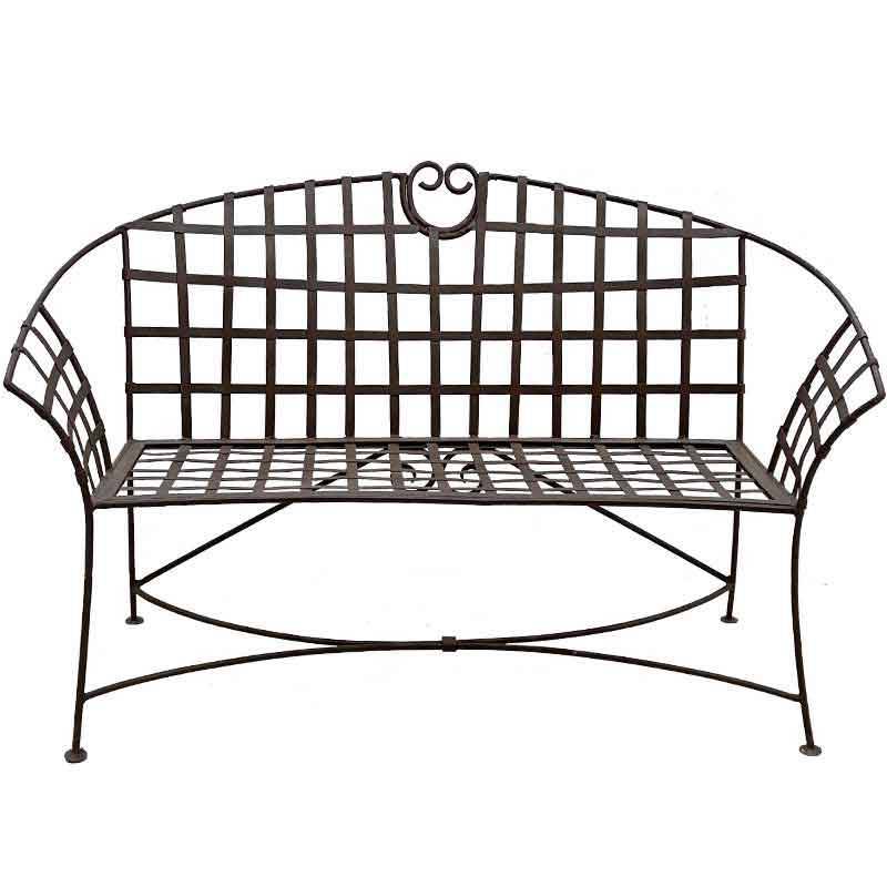 La Grande Prairie - Banc de Jardin en Fer Plein Marron Vieilli à Motif Quadrillé 130x57x83cm - Image 3