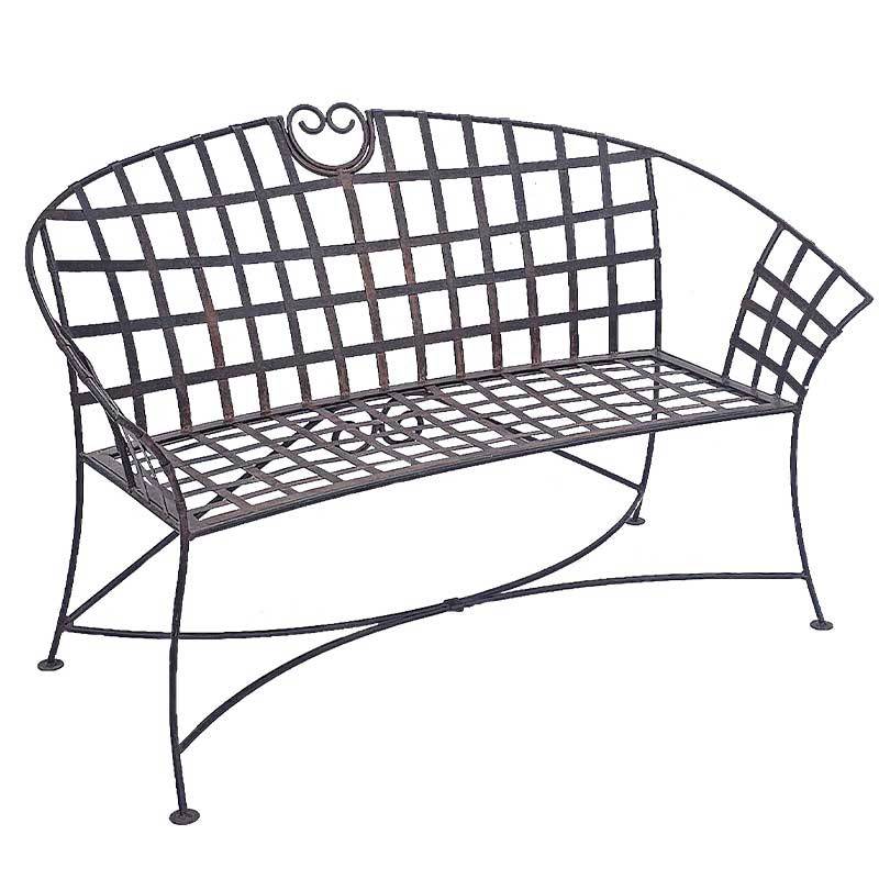 La Grande Prairie - Banc de Jardin en Fer Plein Marron Vieilli à Motif Quadrillé 130x57x83cm - Image 2