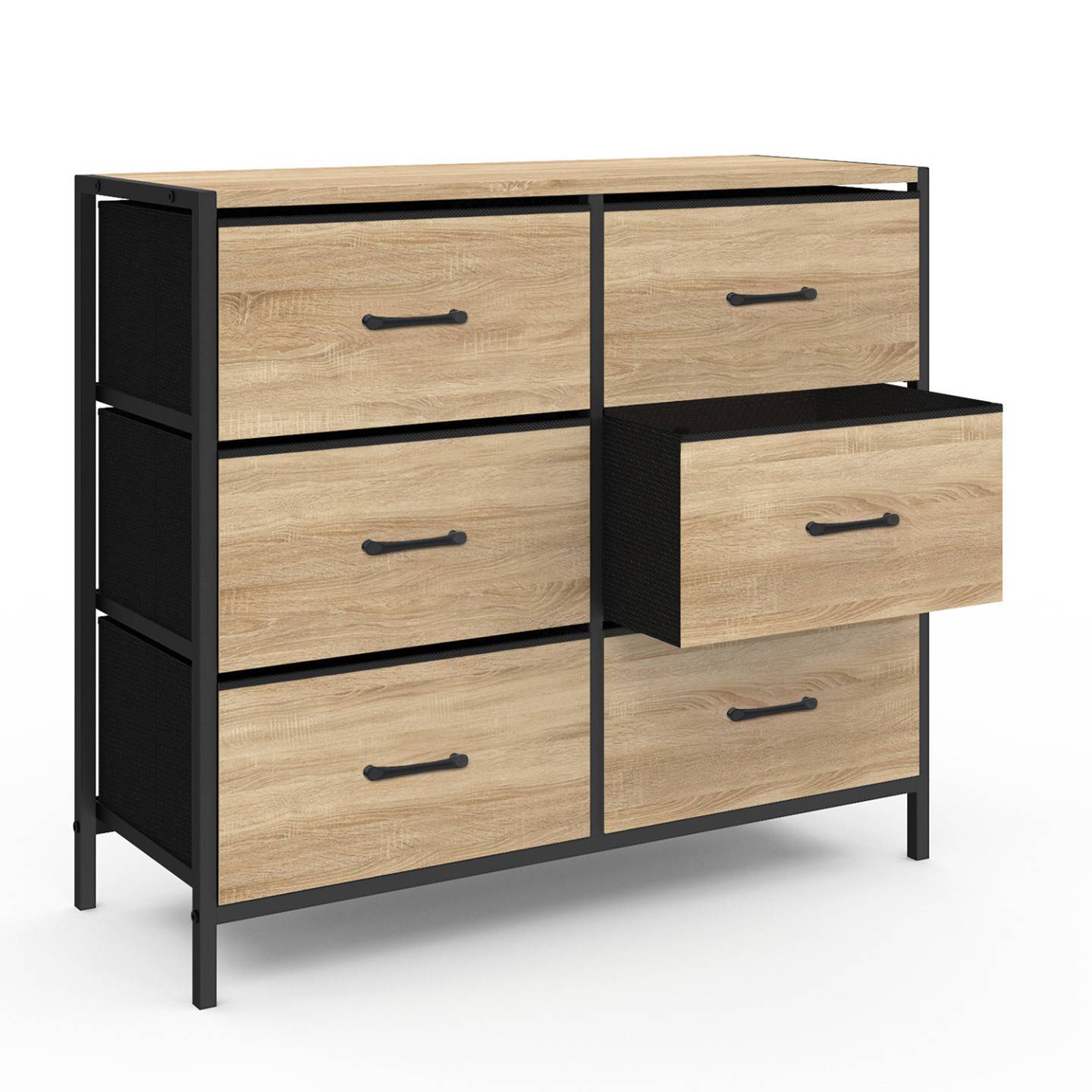Commode 6 tiroirs en tissu UTAH 80 cm meuble de rangement design industriel - Image 4