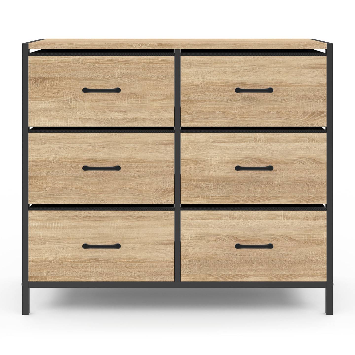 Commode 6 tiroirs en tissu UTAH 80 cm meuble de rangement design industriel - Image 3