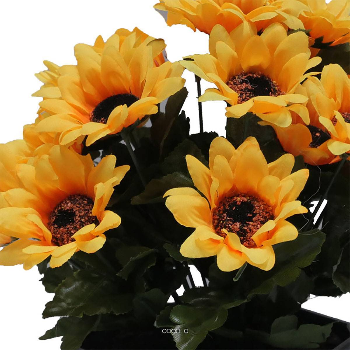 Artificielles - Composition fleurs artificielles cimetière vasque mini tournesols H27 cm D27 cm Jaune - couleur: Jaune - Imagen 3