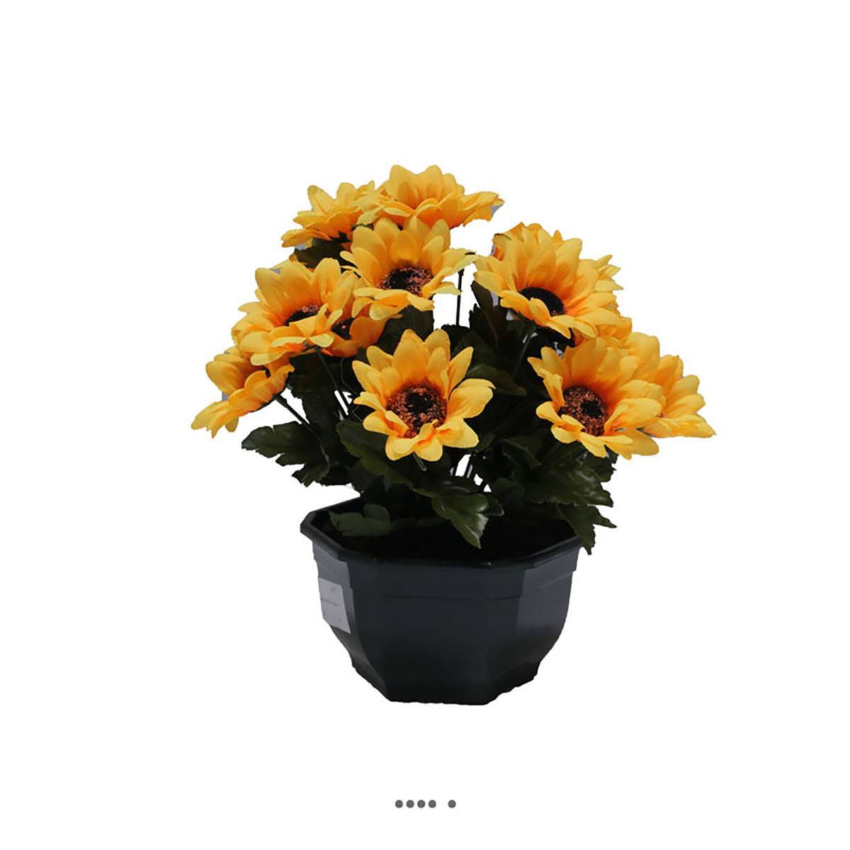 Artificielles - Composition fleurs artificielles cimetière vasque mini tournesols H27 cm D27 cm Jaune - couleur: Jaune - Imagen 1