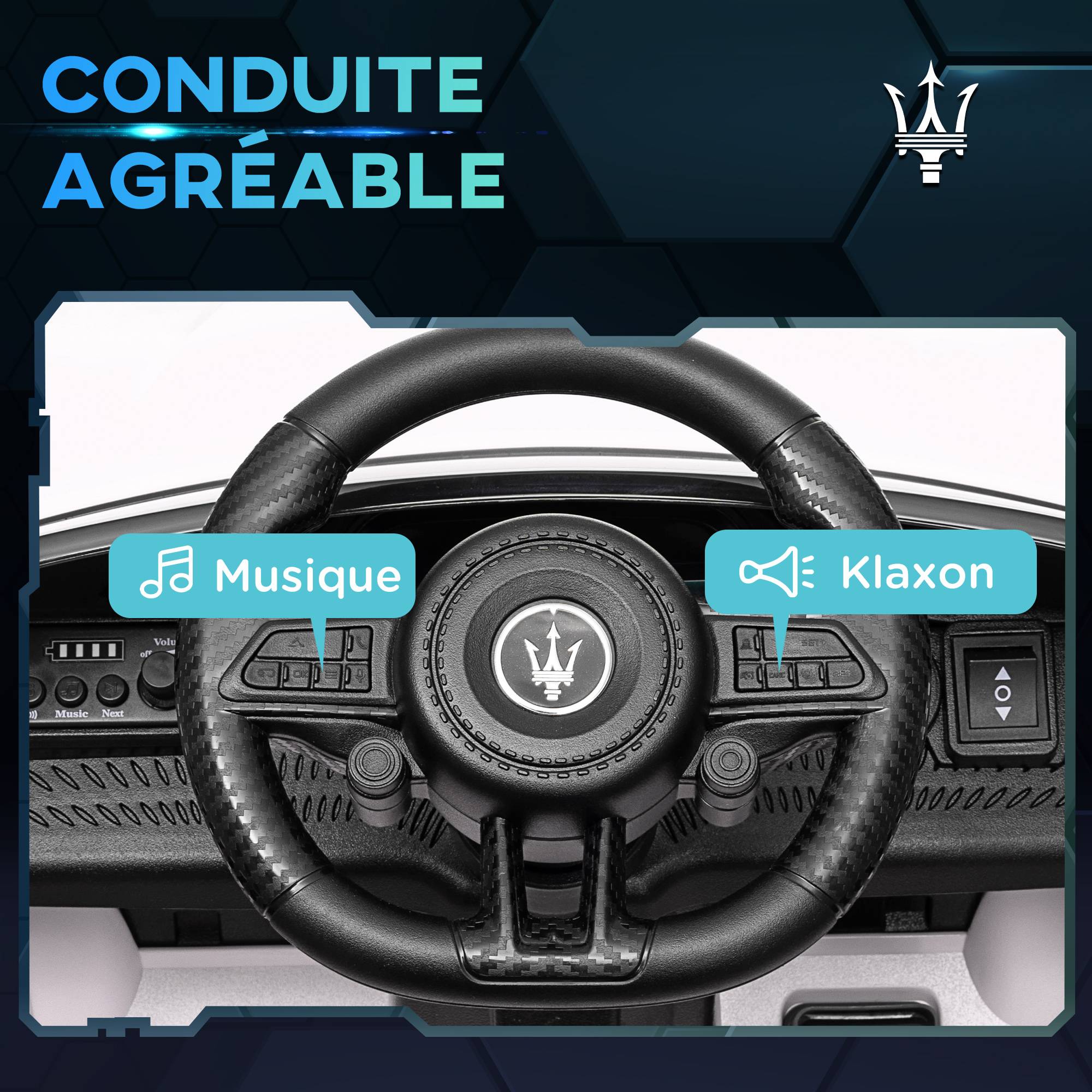 Voiture électrique pour enfants sous licence Maserati Gran Turismo Folgore, 12V avec télécommande, de 3 à 5 ans, blanc - Image 9