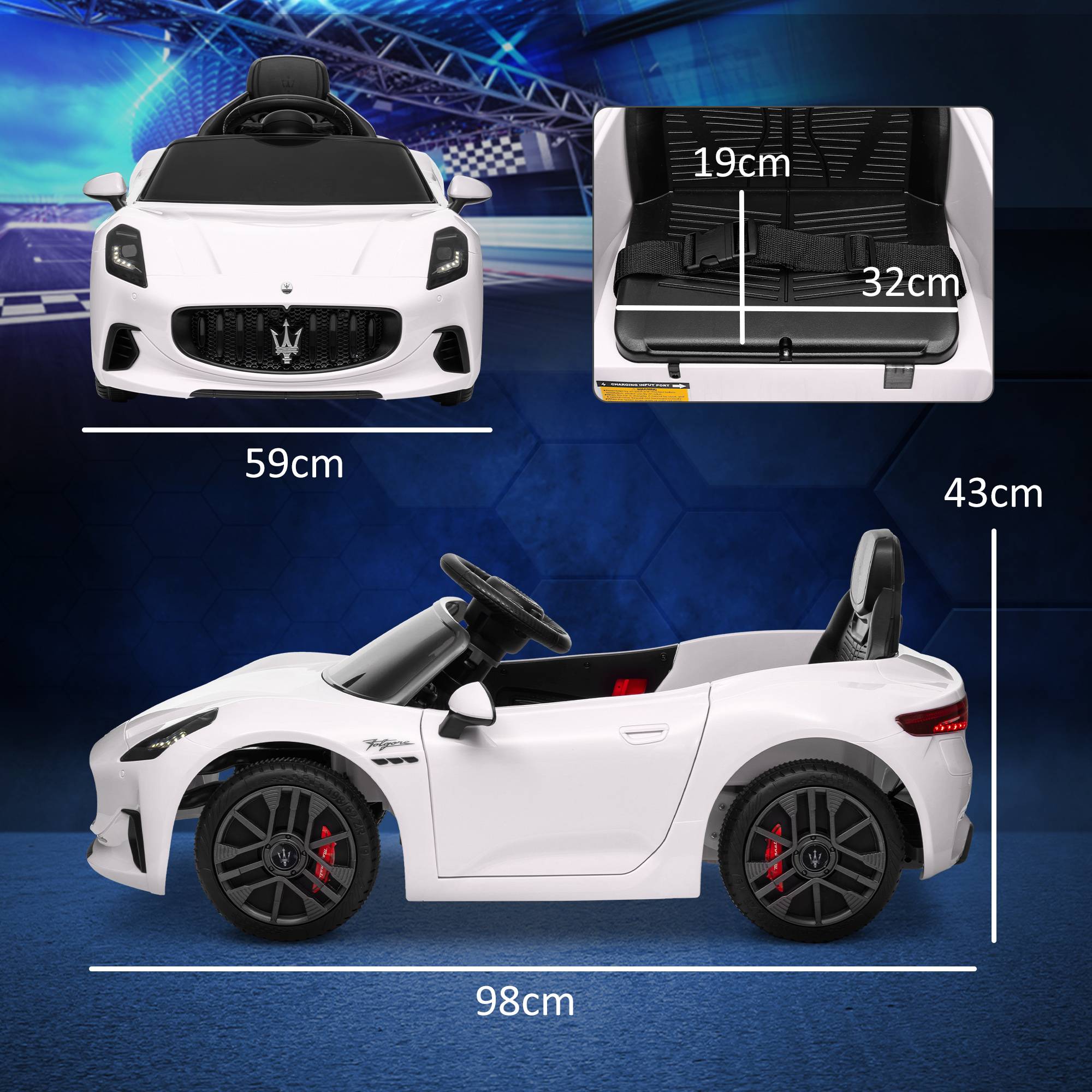Voiture électrique pour enfants sous licence Maserati Gran Turismo Folgore, 12V avec télécommande, de 3 à 5 ans, blanc - Image 5