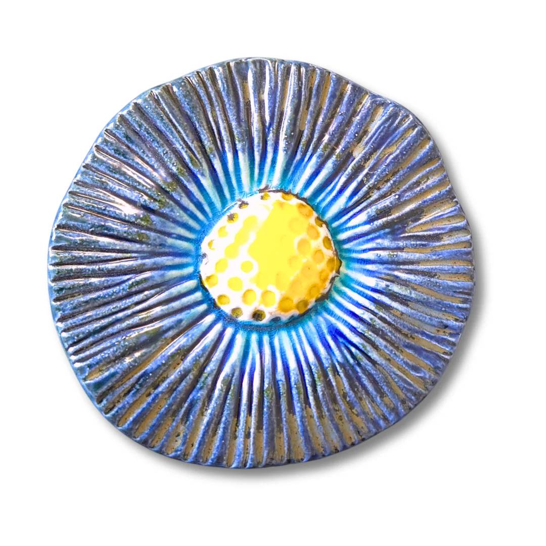 Fleur en céramique Uniflora — 013 · Bleu et doré
