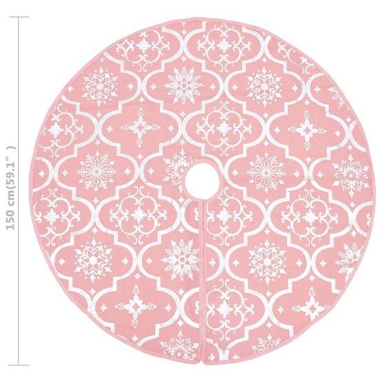 Jupe de sapin de Noël - Robe de sapin - Tapis de sapin de luxe avec chaussette Rose 150 cm Tissu - Image 8