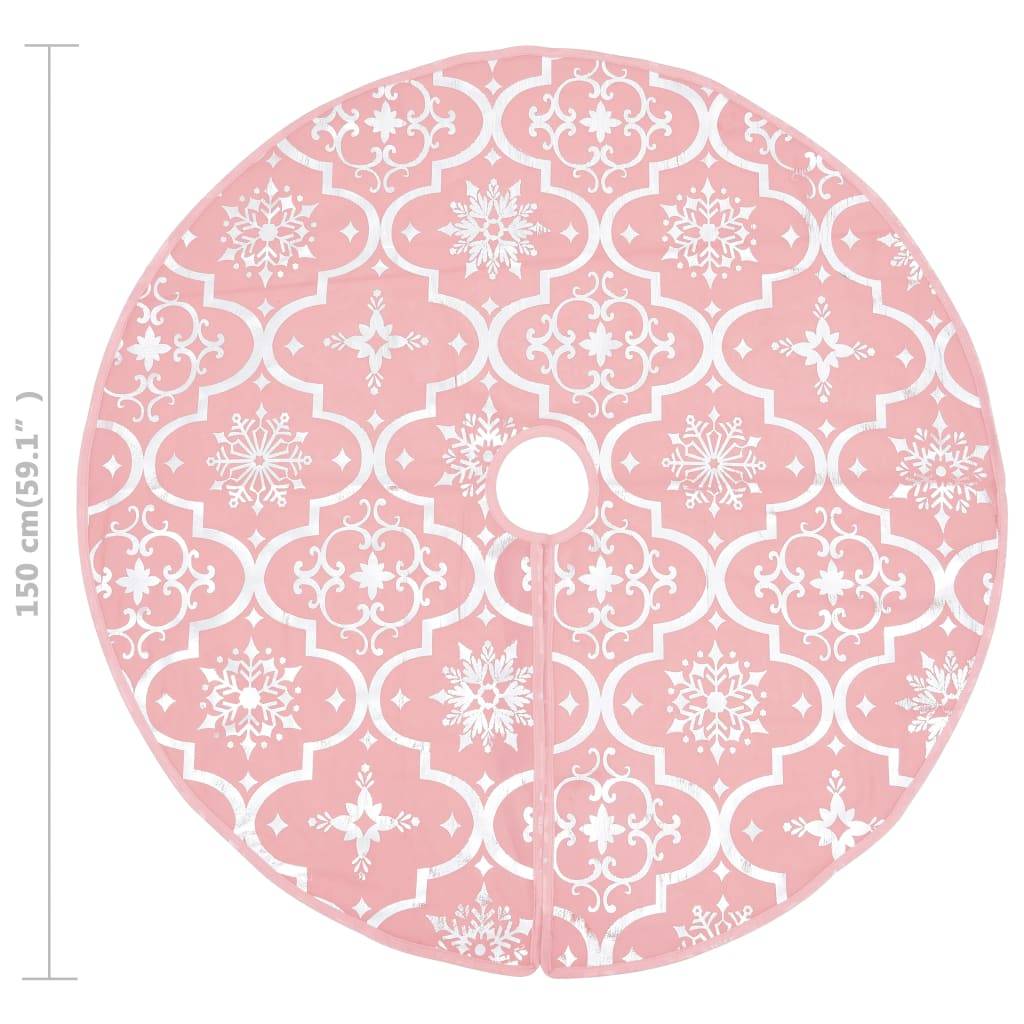 Jupe de sapin de Noël - Robe de sapin - Tapis de sapin de luxe avec chaussette Rose 150 cm Tissu - Image 8